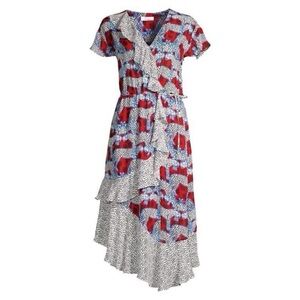 Parker Asymmetrical Red and Blue Dress